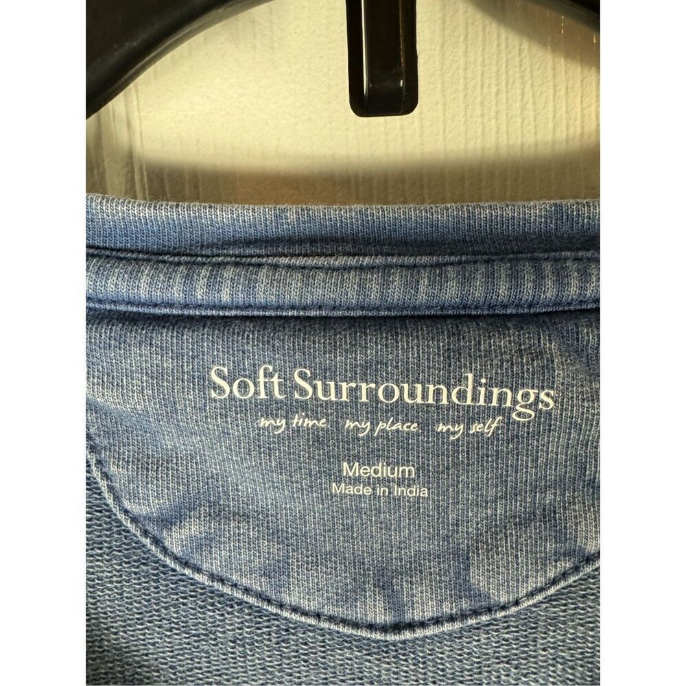 Soft Surroundings Womens Blue Velvet Burnout Blouse Size M - Picture 2 of 4